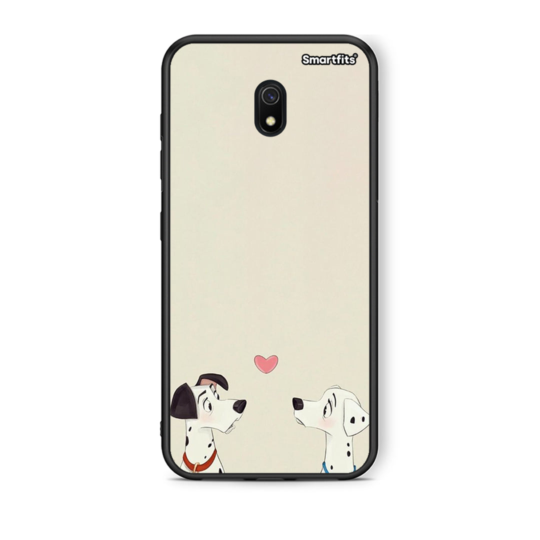 Xiaomi Redmi 8A Dalmatians Love θήκη από τη Smartfits με σχέδιο στο πίσω μέρος και μαύρο περίβλημα | Smartphone case with colorful back and black bezels by Smartfits