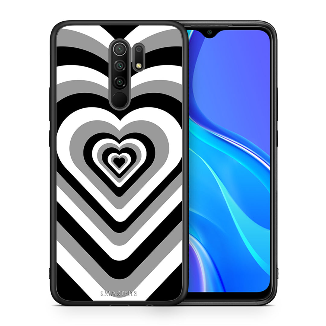 Θήκη Xiaomi Redmi 9/9 Prime Black Hearts από τη Smartfits με σχέδιο στο πίσω μέρος και μαύρο περίβλημα | Xiaomi Redmi 9/9 Prime Black Hearts case with colorful back and black bezels