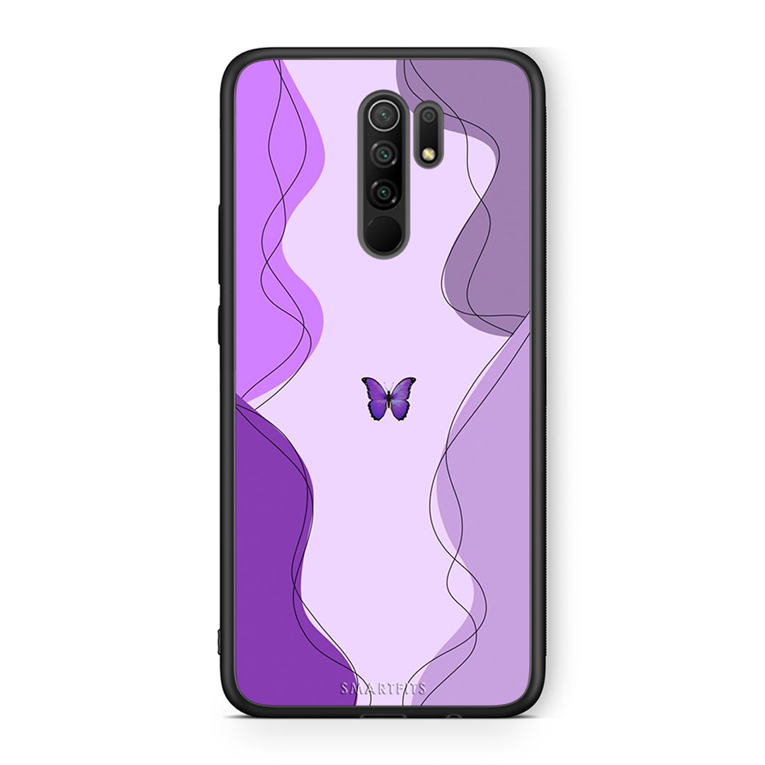 Xiaomi Redmi 9 / 9 Prime Purple Mariposa Θήκη Αγίου Βαλεντίνου από τη Smartfits με σχέδιο στο πίσω μέρος και μαύρο περίβλημα | Smartphone case with colorful back and black bezels by Smartfits