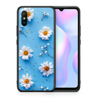 Thumbnail for Θήκη Xiaomi Redmi 9A Real Daisies από τη Smartfits με σχέδιο στο πίσω μέρος και μαύρο περίβλημα | Xiaomi Redmi 9A Real Daisies case with colorful back and black bezels
