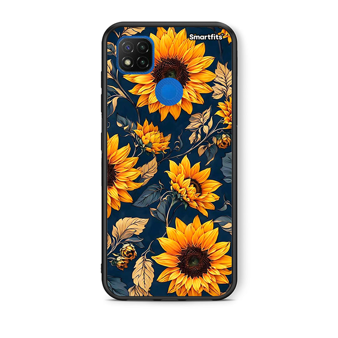 Θήκη Xiaomi Redmi 9C Autumn Sunflowers από τη Smartfits με σχέδιο στο πίσω μέρος και μαύρο περίβλημα | Xiaomi Redmi 9C Autumn Sunflowers case with colorful back and black bezels