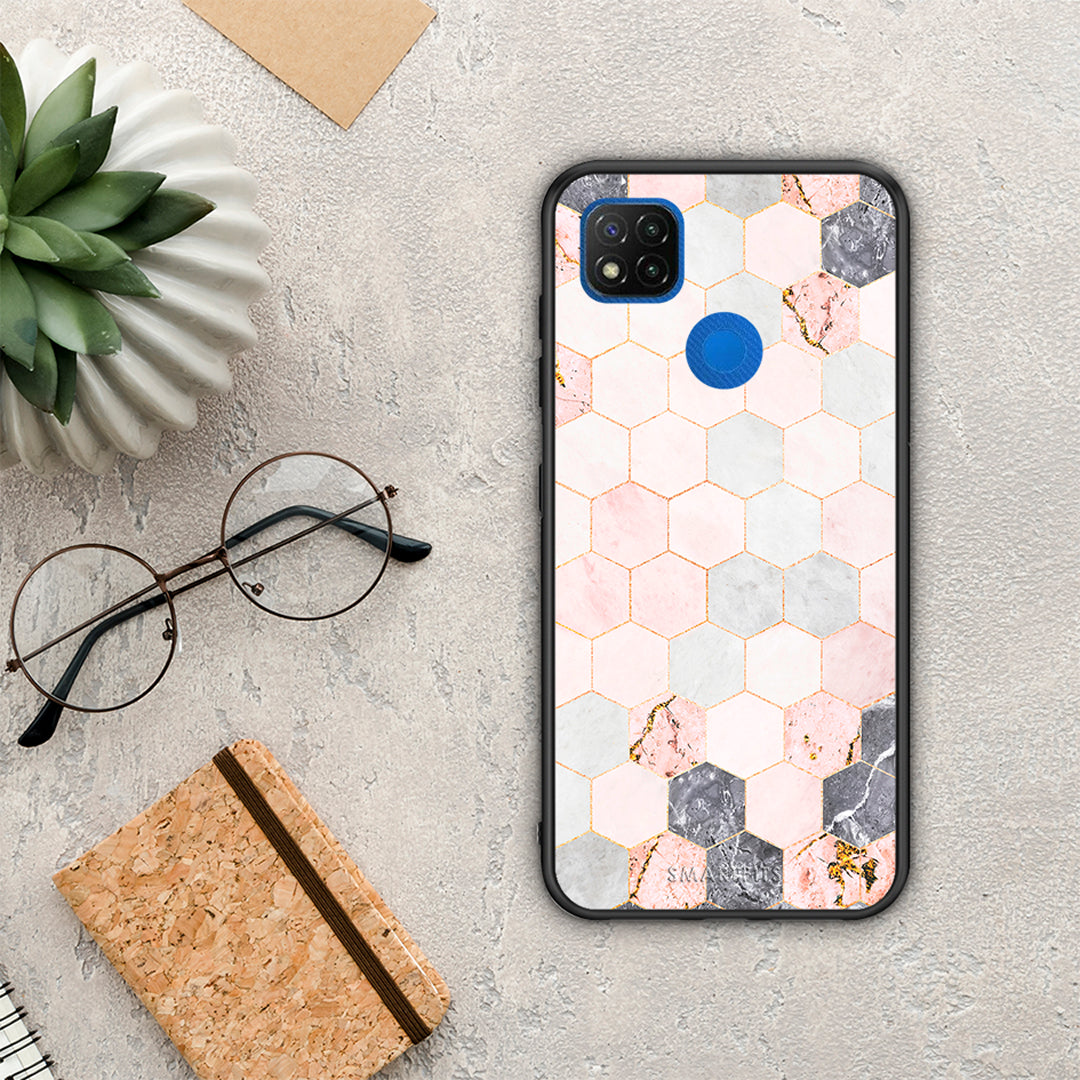Marble Hexagon Pink - Xiaomi Redmi 9C θήκη