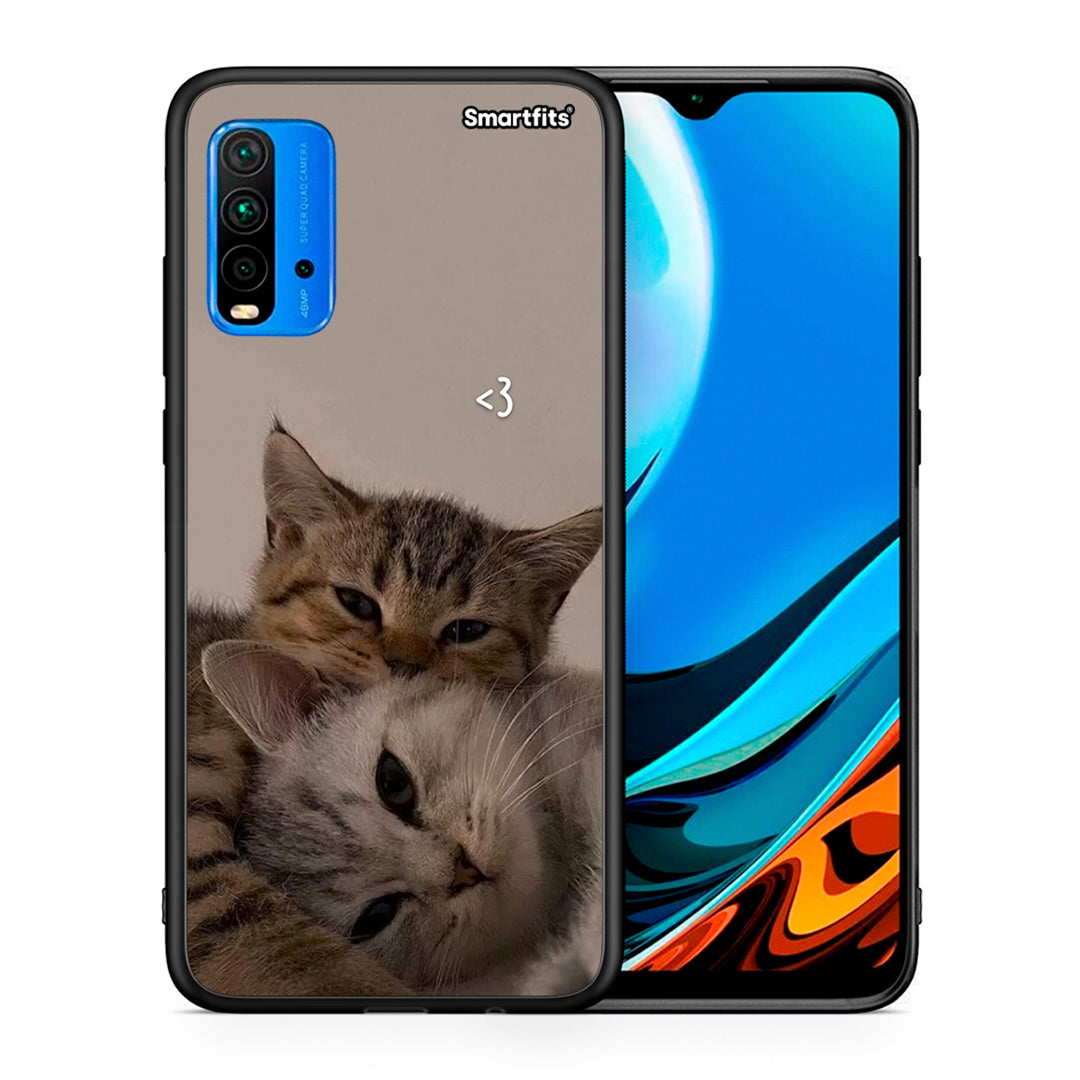 Θήκη Xiaomi Poco M3 Cats In Love από τη Smartfits με σχέδιο στο πίσω μέρος και μαύρο περίβλημα | Xiaomi Poco M3 Cats In Love case with colorful back and black bezels
