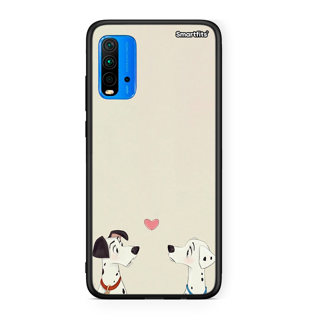 Xiaomi Redmi 9T Dalmatians Love θήκη από τη Smartfits με σχέδιο στο πίσω μέρος και μαύρο περίβλημα | Smartphone case with colorful back and black bezels by Smartfits