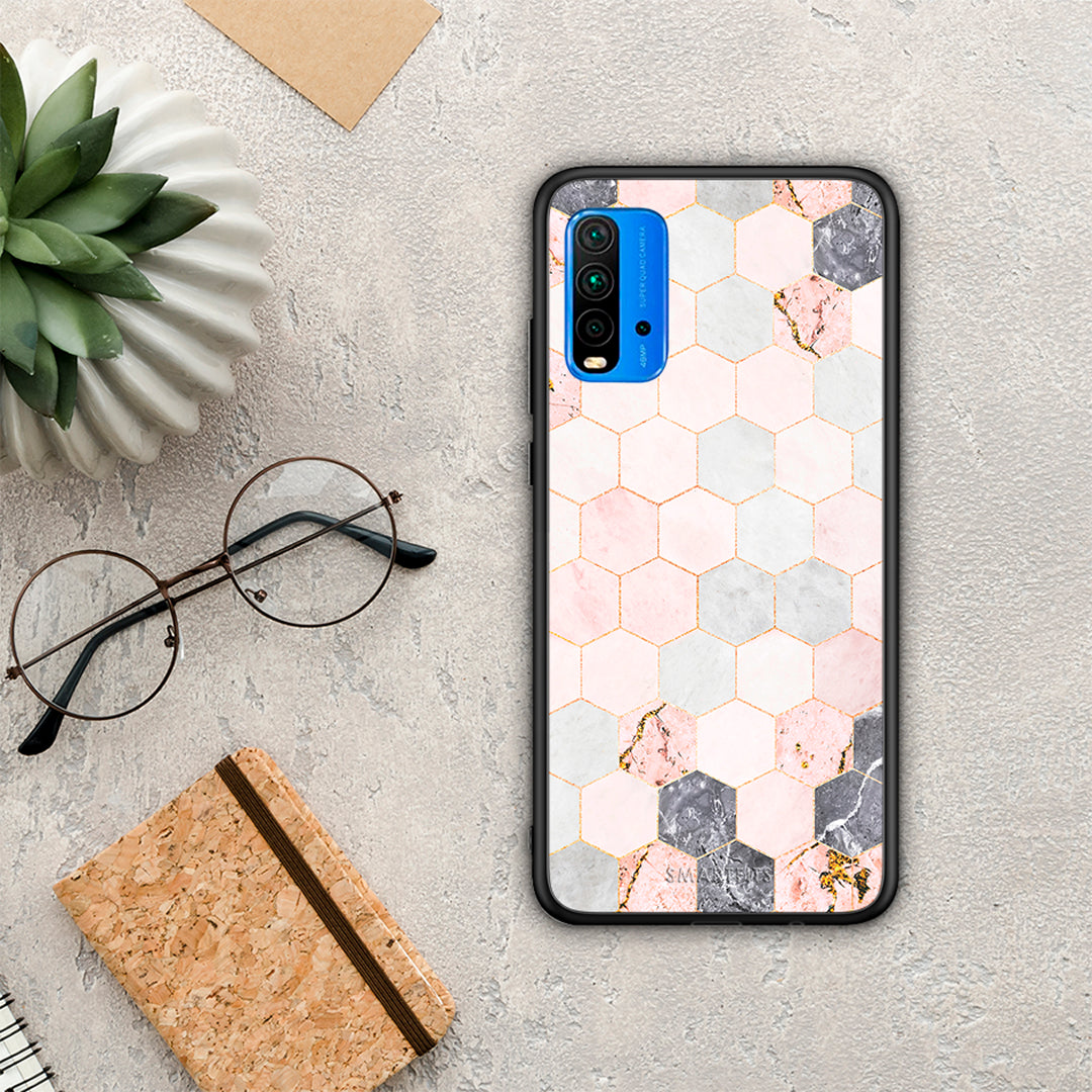 Marble Hexagon Pink - Xiaomi Redmi 9T θήκη