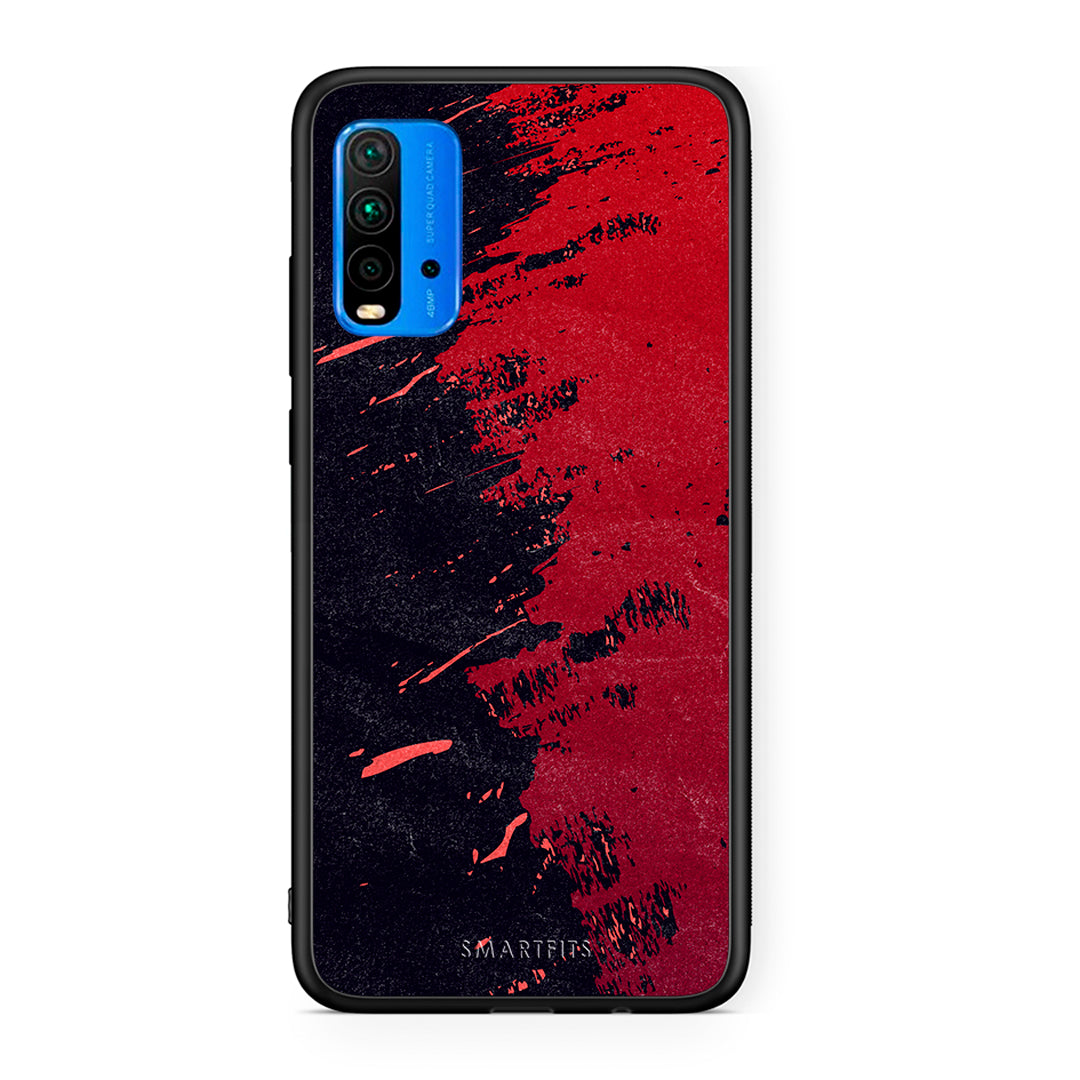 Xiaomi Redmi 9T Red Paint Θήκη Αγίου Βαλεντίνου από τη Smartfits με σχέδιο στο πίσω μέρος και μαύρο περίβλημα | Smartphone case with colorful back and black bezels by Smartfits