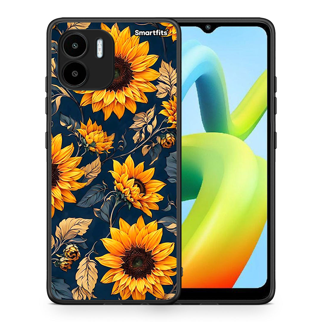 Θήκη Xiaomi Redmi A1 / A2 Autumn Sunflowers από τη Smartfits με σχέδιο στο πίσω μέρος και μαύρο περίβλημα | Xiaomi Redmi A1 / A2 Autumn Sunflowers Case with Colorful Back and Black Bezels