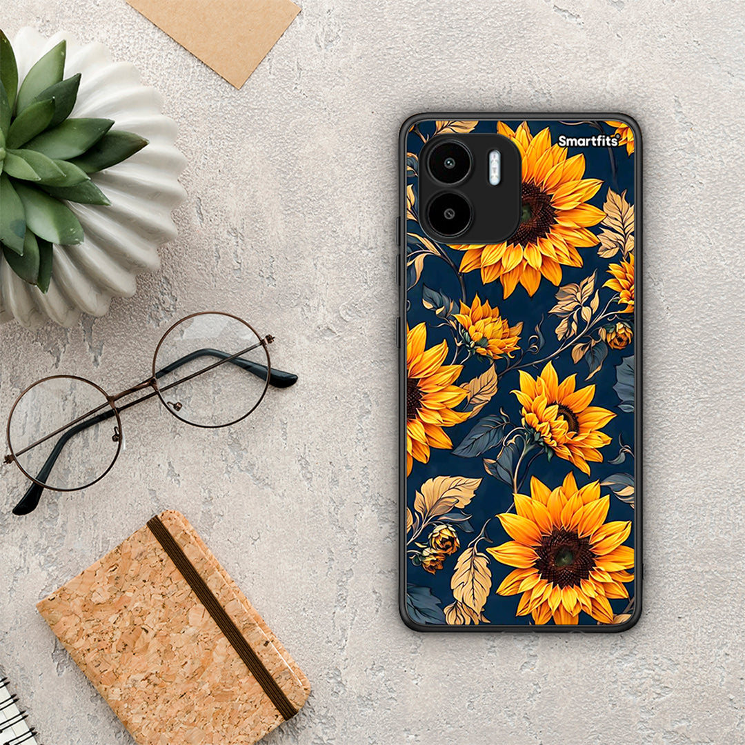 Θήκη Xiaomi Redmi A1 / A2 Autumn Sunflowers από τη Smartfits με σχέδιο στο πίσω μέρος και μαύρο περίβλημα | Xiaomi Redmi A1 / A2 Autumn Sunflowers Case with Colorful Back and Black Bezels
