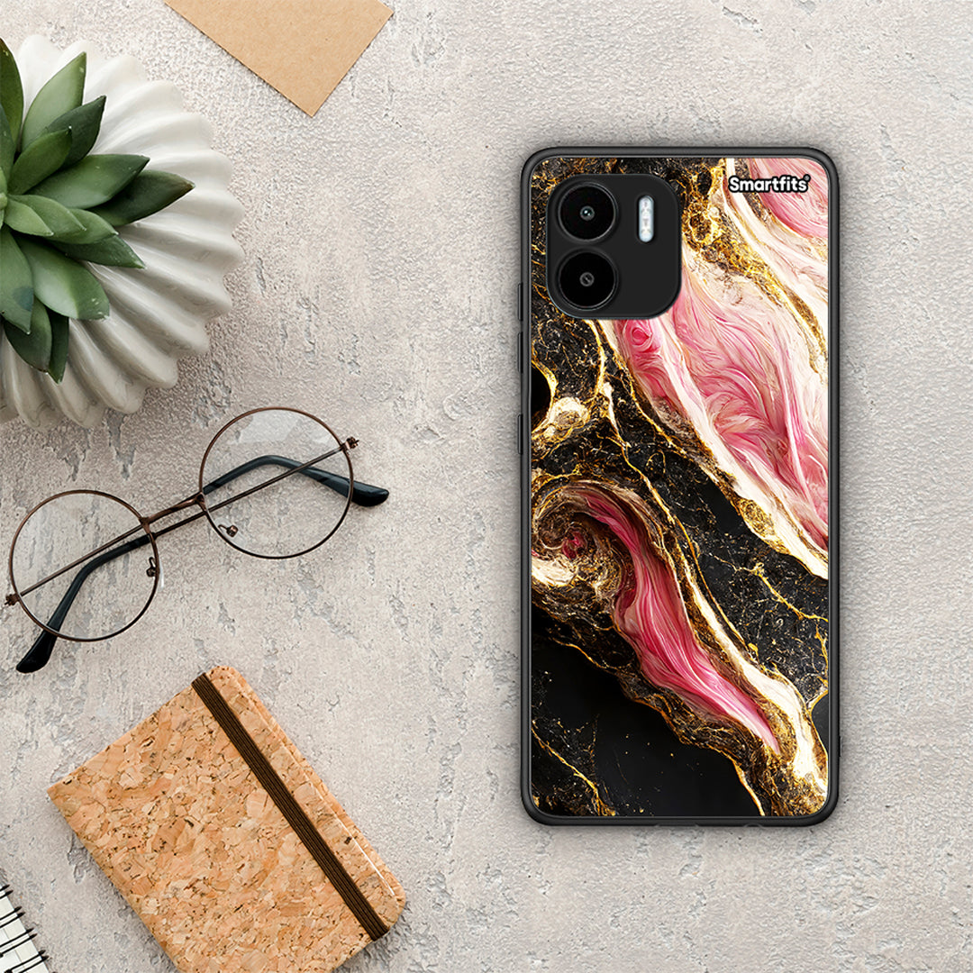 Θήκη Xiaomi Redmi A1 / A2 Glamorous Pink Marble από τη Smartfits με σχέδιο στο πίσω μέρος και μαύρο περίβλημα | Xiaomi Redmi A1 / A2 Glamorous Pink Marble Case with Colorful Back and Black Bezels