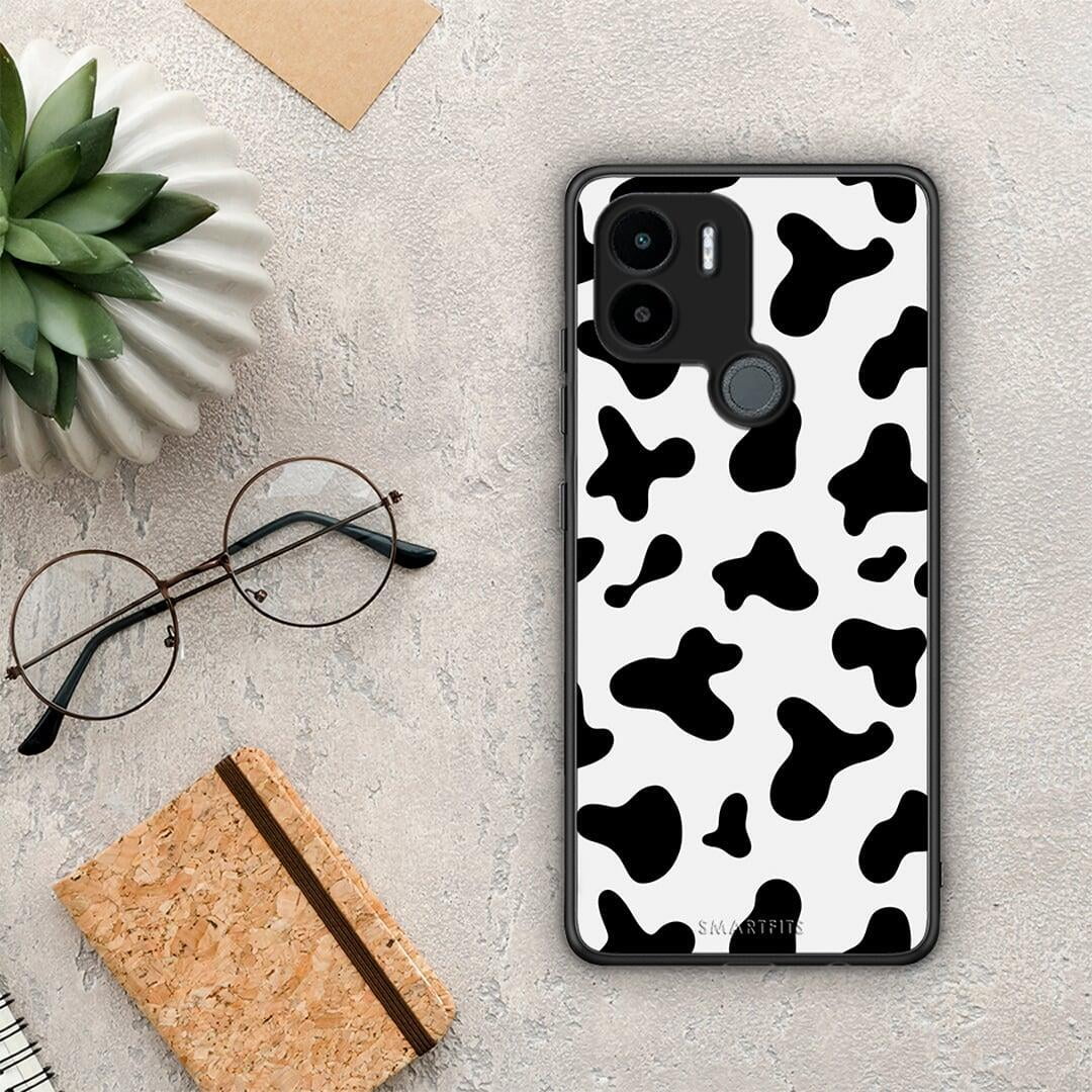 Θήκη Xiaomi Redmi A1+ / A2+ Cow Print από τη Smartfits με σχέδιο στο πίσω μέρος και μαύρο περίβλημα | Xiaomi Redmi A1+ / A2+ Cow Print Case with Colorful Back and Black Bezels