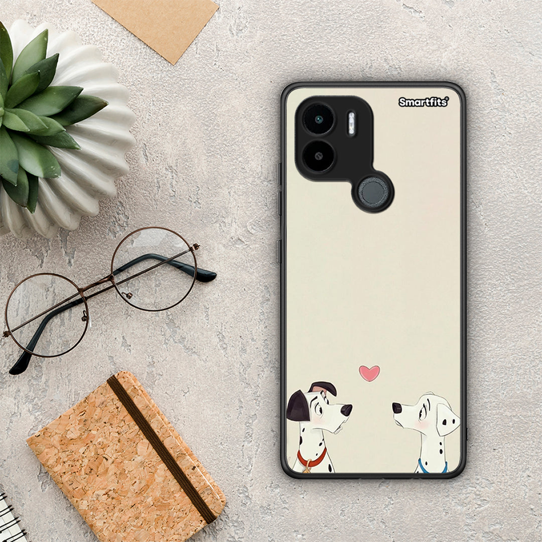 Θήκη Xiaomi Redmi A1+ / A2+ Dalmatians Love από τη Smartfits με σχέδιο στο πίσω μέρος και μαύρο περίβλημα | Xiaomi Redmi A1+ / A2+ Dalmatians Love Case with Colorful Back and Black Bezels