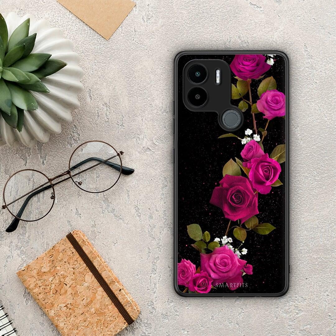 Θήκη Xiaomi Redmi A1+ / A2+ Flower Red Roses από τη Smartfits με σχέδιο στο πίσω μέρος και μαύρο περίβλημα | Xiaomi Redmi A1+ / A2+ Flower Red Roses Case with Colorful Back and Black Bezels