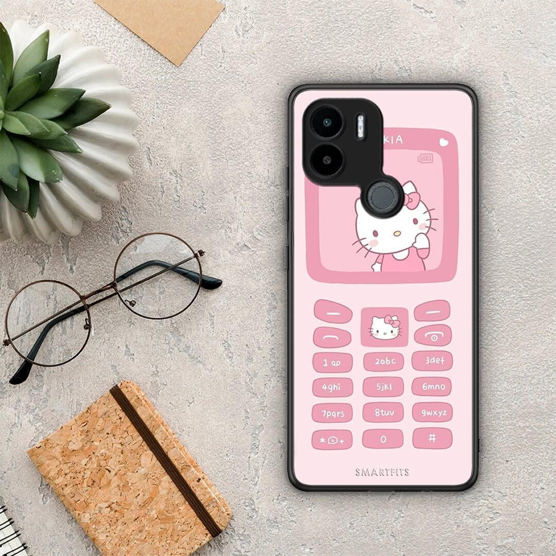 Θήκη Xiaomi Redmi A1+ / A2+ Hello Kitten από τη Smartfits με σχέδιο στο πίσω μέρος και μαύρο περίβλημα | Xiaomi Redmi A1+ / A2+ Hello Kitten Case with Colorful Back and Black Bezels