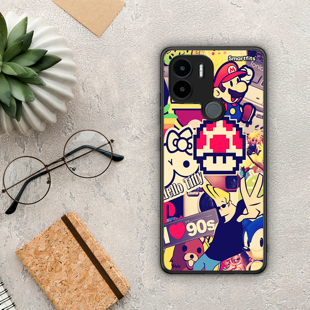 Θήκη Xiaomi Redmi A1+ / A2+ Love The 90s από τη Smartfits με σχέδιο στο πίσω μέρος και μαύρο περίβλημα | Xiaomi Redmi A1+ / A2+ Love The 90s Case with Colorful Back and Black Bezels