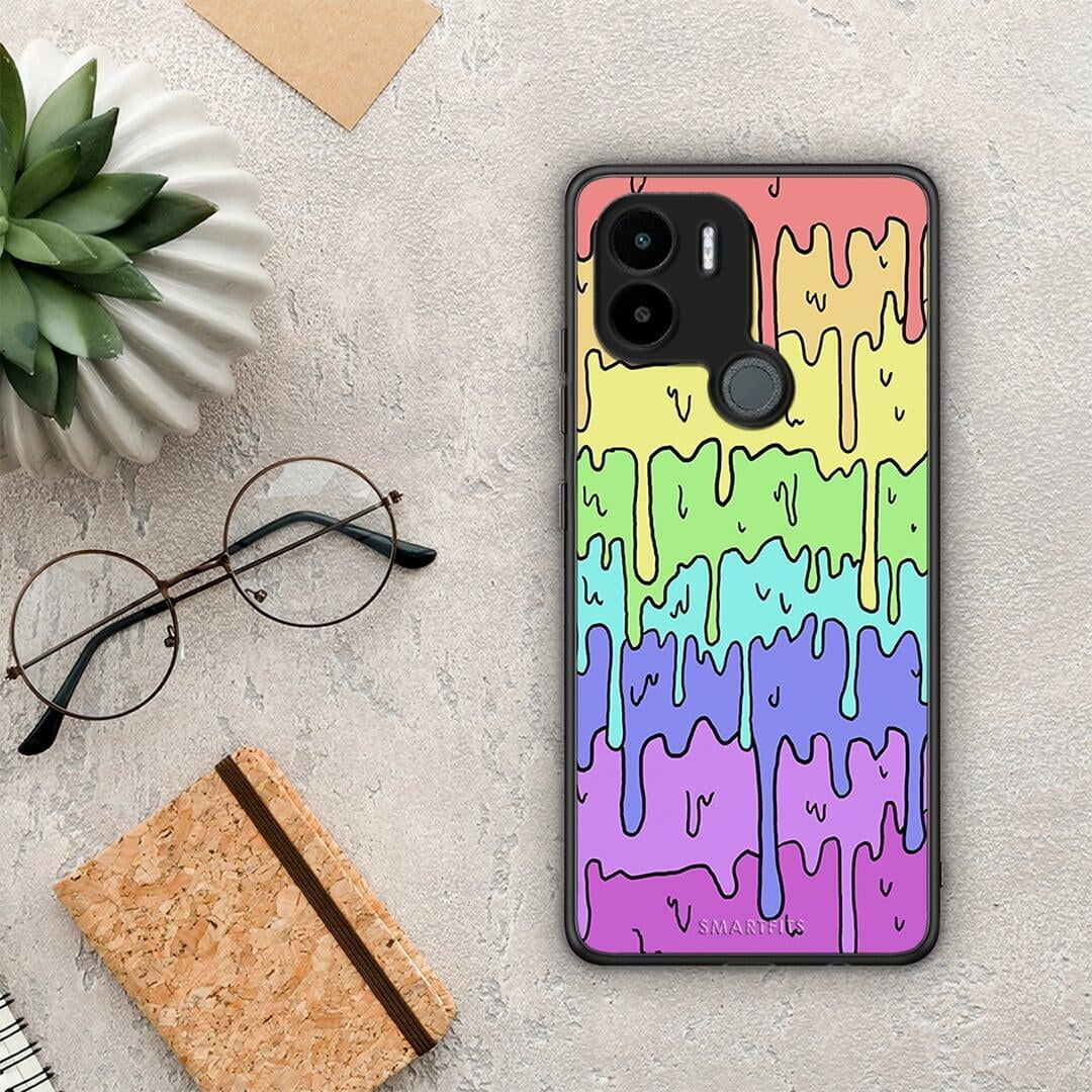 Θήκη Xiaomi Redmi A1+ / A2+ Melting Rainbow από τη Smartfits με σχέδιο στο πίσω μέρος και μαύρο περίβλημα | Xiaomi Redmi A1+ / A2+ Melting Rainbow Case with Colorful Back and Black Bezels