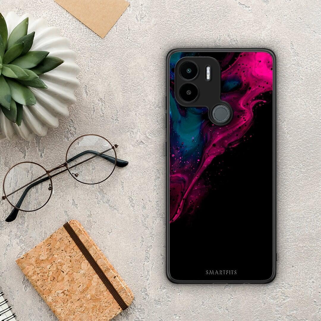 Θήκη Xiaomi Redmi A1+ / A2+ Watercolor Pink Black από τη Smartfits με σχέδιο στο πίσω μέρος και μαύρο περίβλημα | Xiaomi Redmi A1+ / A2+ Watercolor Pink Black Case with Colorful Back and Black Bezels