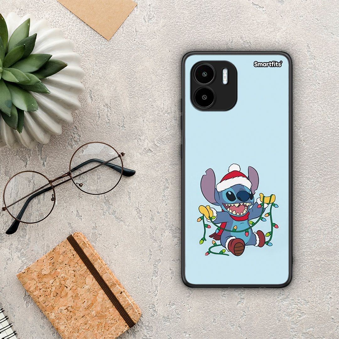 Θήκη Xiaomi Redmi A1 / A2 Santa Stich από τη Smartfits με σχέδιο στο πίσω μέρος και μαύρο περίβλημα | Xiaomi Redmi A1 / A2 Santa Stich Case with Colorful Back and Black Bezels