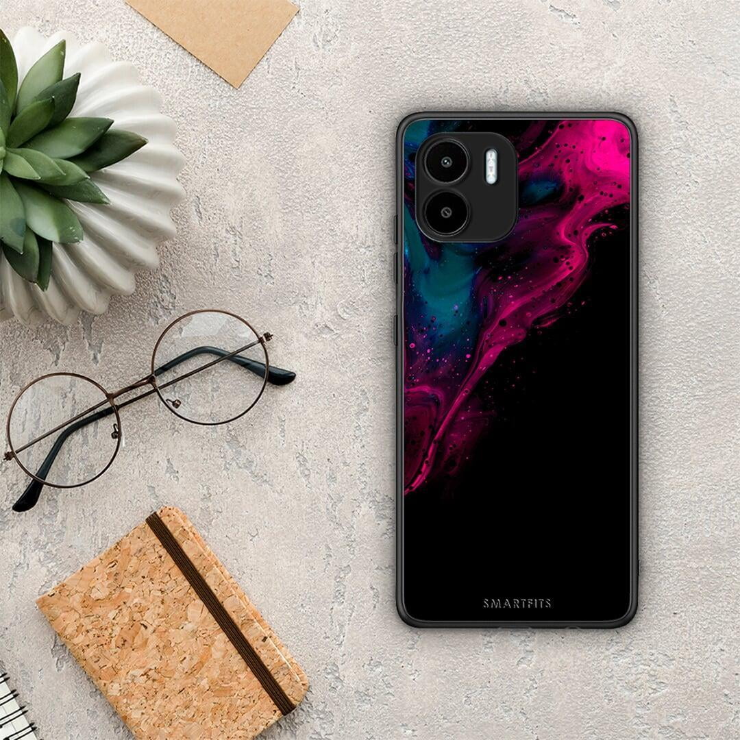Θήκη Xiaomi Redmi A1 / A2 Watercolor Pink Black από τη Smartfits με σχέδιο στο πίσω μέρος και μαύρο περίβλημα | Xiaomi Redmi A1 / A2 Watercolor Pink Black Case with Colorful Back and Black Bezels