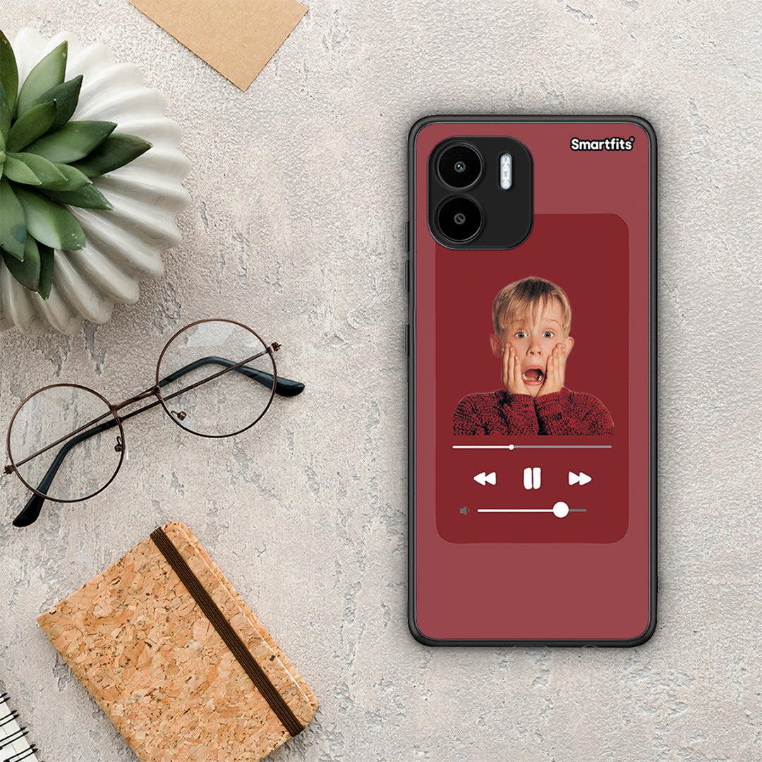 Θήκη Xiaomi Redmi A1 / A2 Xmas Alone Music από τη Smartfits με σχέδιο στο πίσω μέρος και μαύρο περίβλημα | Xiaomi Redmi A1 / A2 Xmas Alone Music Case with Colorful Back and Black Bezels