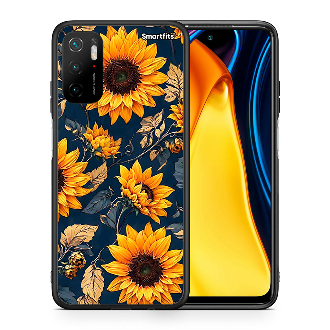 Θήκη Xiaomi Poco M3 Pro Autumn Sunflowers από τη Smartfits με σχέδιο στο πίσω μέρος και μαύρο περίβλημα | Xiaomi Poco M3 Pro Autumn Sunflowers case with colorful back and black bezels