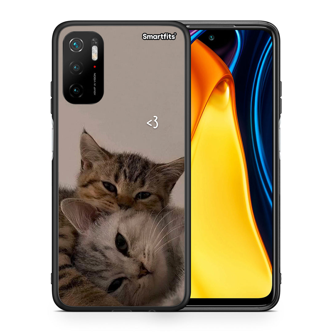 Θήκη Xiaomi Poco M3 Pro Cats In Love από τη Smartfits με σχέδιο στο πίσω μέρος και μαύρο περίβλημα | Xiaomi Poco M3 Pro Cats In Love case with colorful back and black bezels