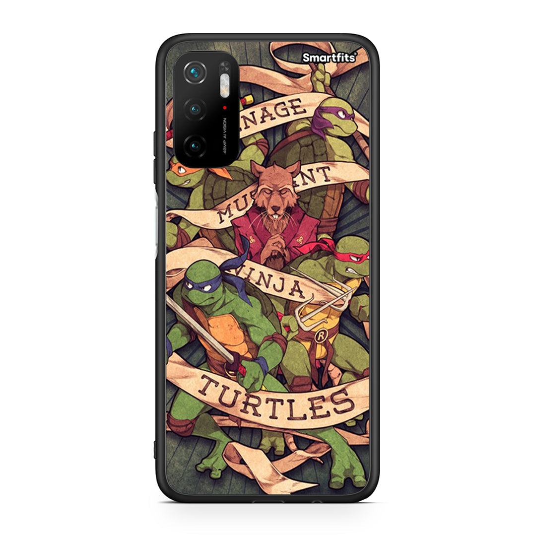Xiaomi Redmi Note 10 5G/Poco M3 Pro Ninja Turtles θήκη από τη Smartfits με σχέδιο στο πίσω μέρος και μαύρο περίβλημα | Smartphone case with colorful back and black bezels by Smartfits
