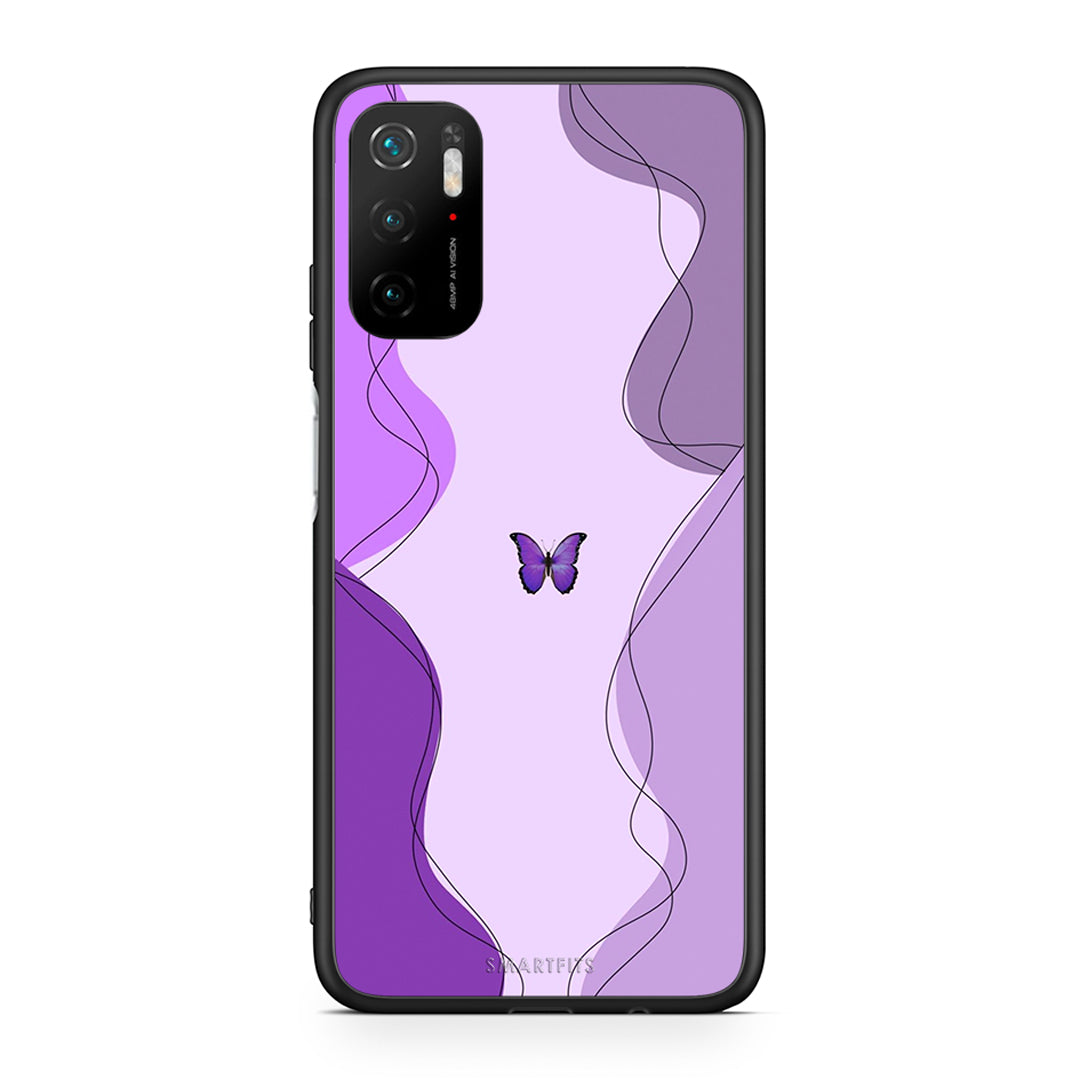 Xiaomi Poco M3 Pro Purple Mariposa Θήκη Αγίου Βαλεντίνου από τη Smartfits με σχέδιο στο πίσω μέρος και μαύρο περίβλημα | Smartphone case with colorful back and black bezels by Smartfits