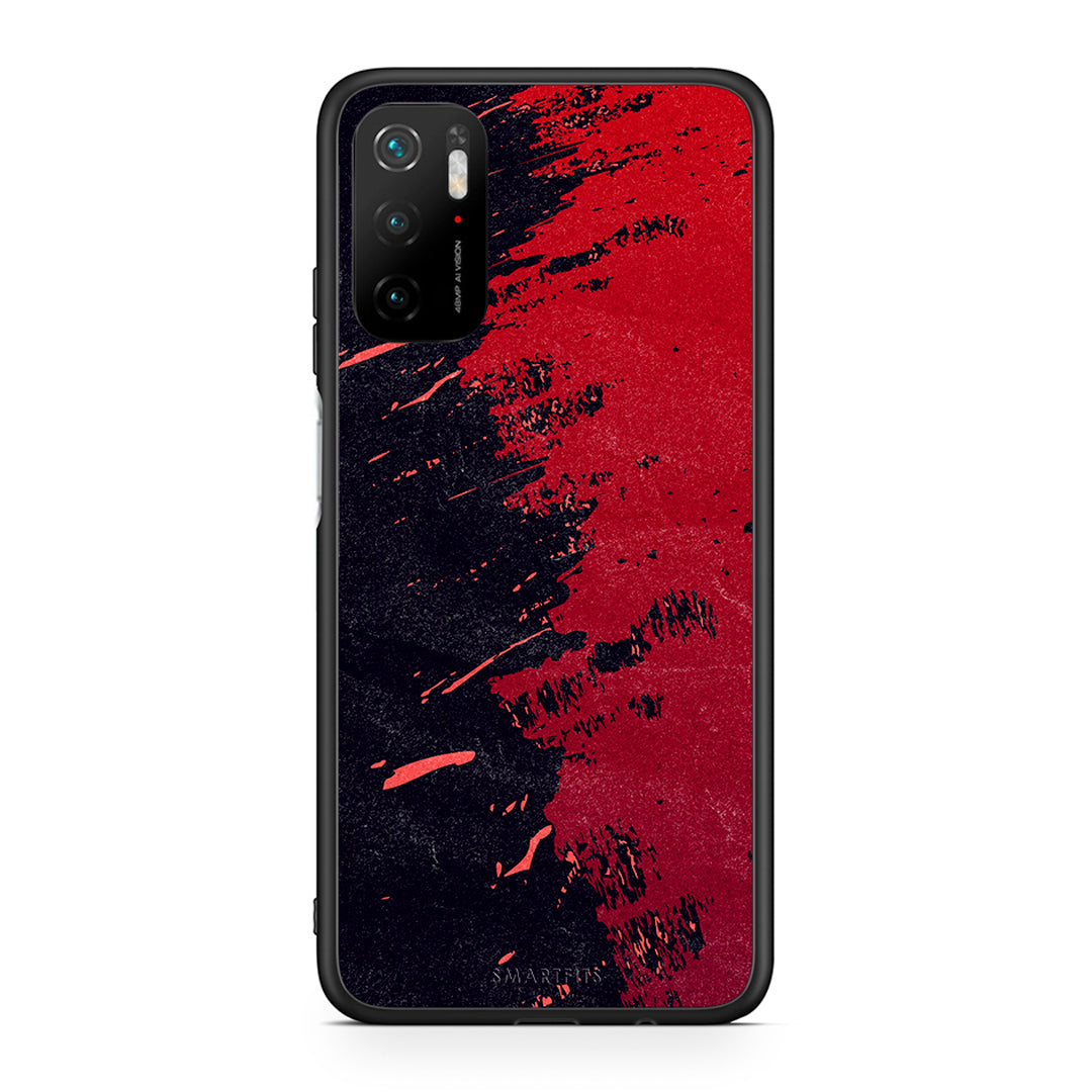 Xiaomi Redmi Note 10 5G Red Paint Θήκη Αγίου Βαλεντίνου από τη Smartfits με σχέδιο στο πίσω μέρος και μαύρο περίβλημα | Smartphone case with colorful back and black bezels by Smartfits