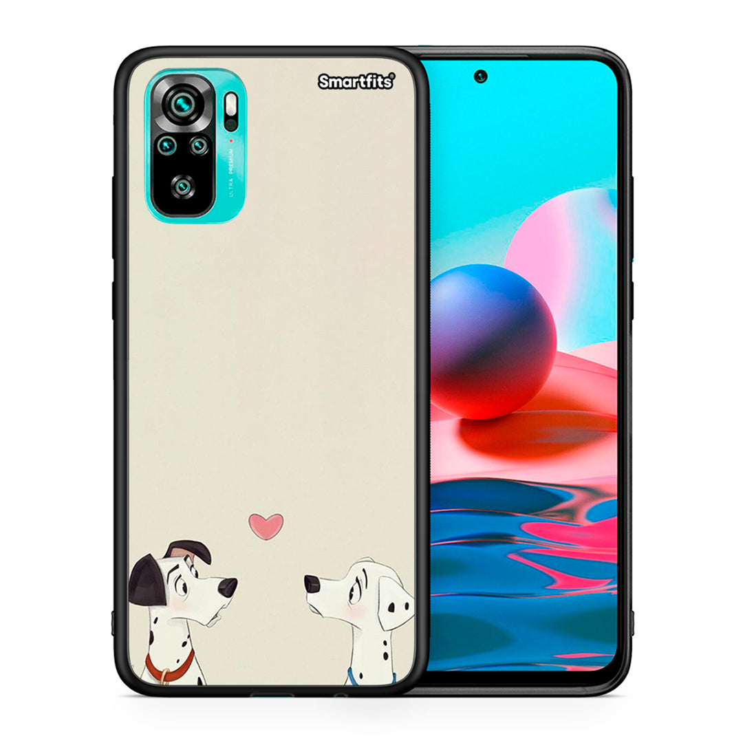 Θήκη Xiaomi Redmi Note 10 Dalmatians Love από τη Smartfits με σχέδιο στο πίσω μέρος και μαύρο περίβλημα | Xiaomi Redmi Note 10 Dalmatians Love case with colorful back and black bezels