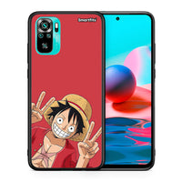 Thumbnail for Θήκη Xiaomi Redmi Note 10 Pirate Luffy από τη Smartfits με σχέδιο στο πίσω μέρος και μαύρο περίβλημα | Xiaomi Redmi Note 10 Pirate Luffy case with colorful back and black bezels
