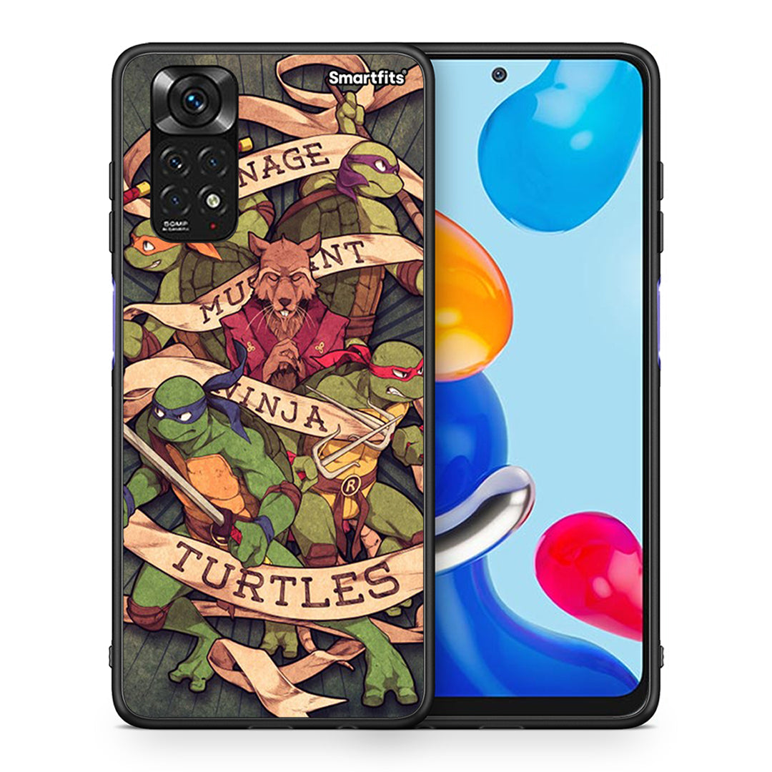 Θήκη Xiaomi Redmi Note 11 Ninja Turtles από τη Smartfits με σχέδιο στο πίσω μέρος και μαύρο περίβλημα | Xiaomi Redmi Note 11 Ninja Turtles case with colorful back and black bezels