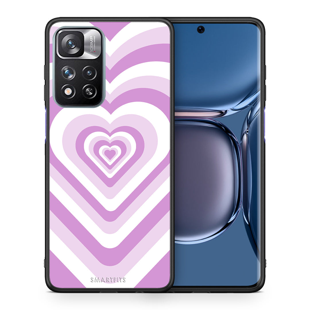 Θήκη Xiaomi Redmi Note 11 Pro/11 Pro+ Lilac Hearts από τη Smartfits με σχέδιο στο πίσω μέρος και μαύρο περίβλημα | Xiaomi Redmi Note 11 Pro/11 Pro+ Lilac Hearts case with colorful back and black bezels