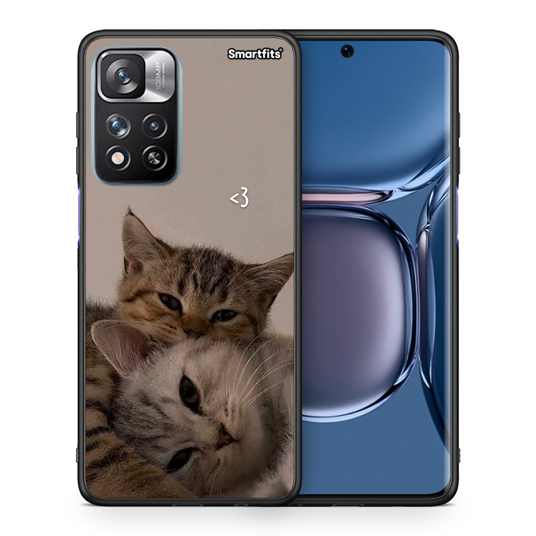 Θήκη Xiaomi Redmi Note 11 Pro / 11 Pro+ Cats In Love από τη Smartfits με σχέδιο στο πίσω μέρος και μαύρο περίβλημα | Xiaomi Redmi Note 11 Pro / 11 Pro+ Cats In Love case with colorful back and black bezels
