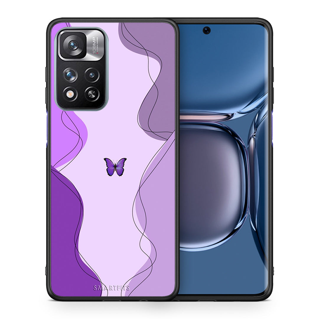 Θήκη Αγίου Βαλεντίνου Xiaomi Redmi Note 11 Pro / 11 Pro+ Purple Mariposa από τη Smartfits με σχέδιο στο πίσω μέρος και μαύρο περίβλημα | Xiaomi Redmi Note 11 Pro / 11 Pro+ Purple Mariposa case with colorful back and black bezels