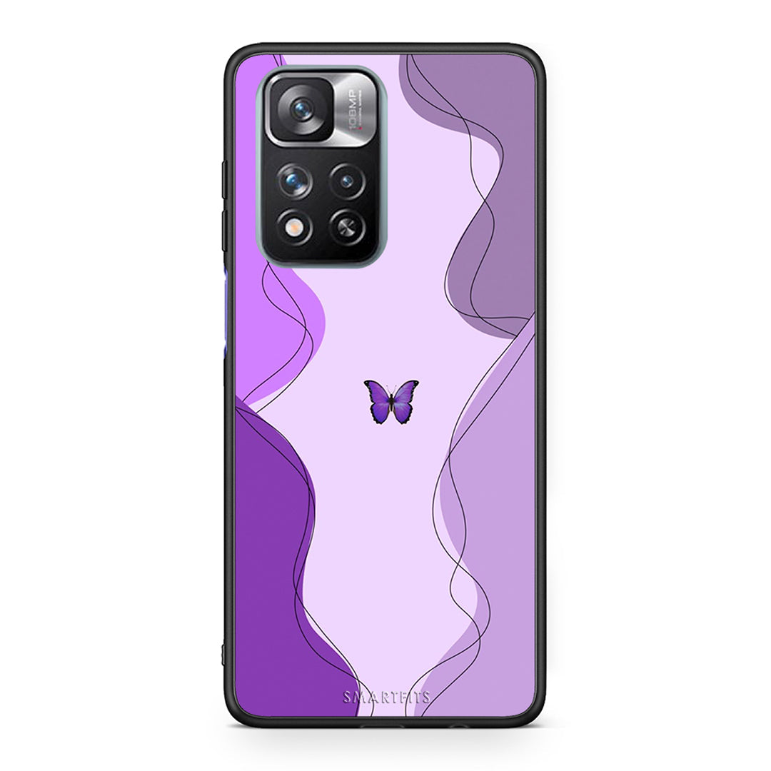 Xiaomi Redmi Note 11 Pro / 11 Pro+ Purple Mariposa Θήκη Αγίου Βαλεντίνου από τη Smartfits με σχέδιο στο πίσω μέρος και μαύρο περίβλημα | Smartphone case with colorful back and black bezels by Smartfits