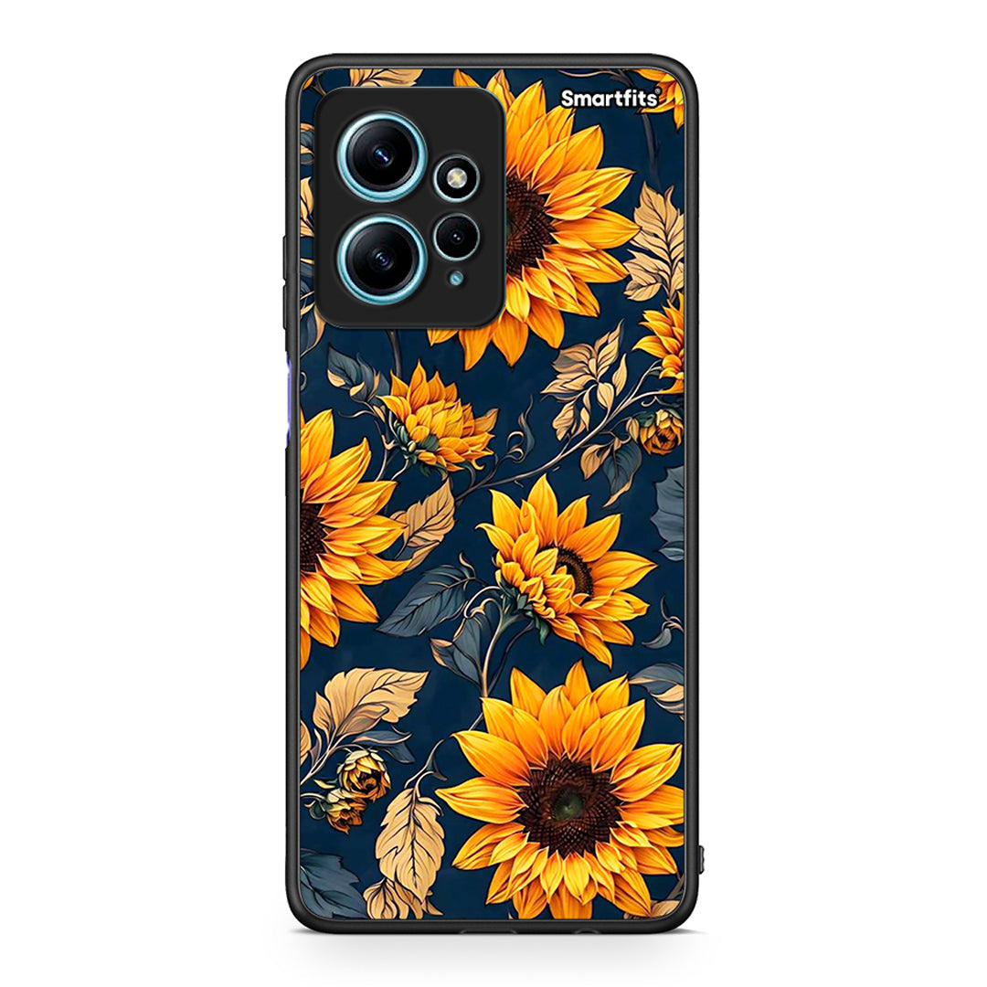Θήκη Xiaomi Redmi Note 12 4G Autumn Sunflowers από τη Smartfits με σχέδιο στο πίσω μέρος και μαύρο περίβλημα | Xiaomi Redmi Note 12 4G Autumn Sunflowers Case with Colorful Back and Black Bezels