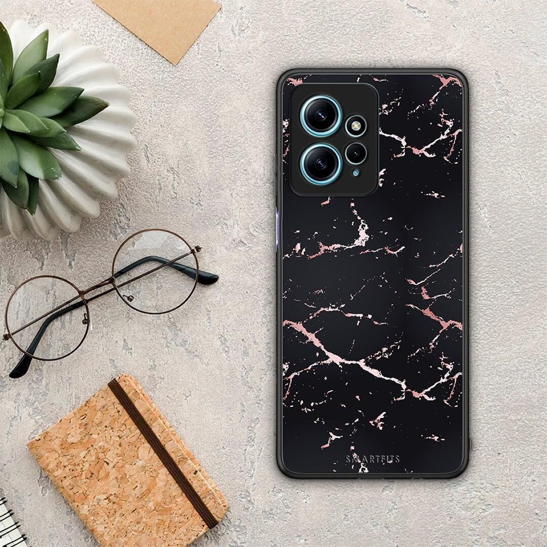 Θήκη Xiaomi Redmi Note 12 4G / Redmi K60 Pro Marble Black Rosegold από τη Smartfits με σχέδιο στο πίσω μέρος και μαύρο περίβλημα | Xiaomi Redmi Note 12 4G / Redmi K60 Pro Marble Black Rosegold Case with Colorful Back and Black Bezels