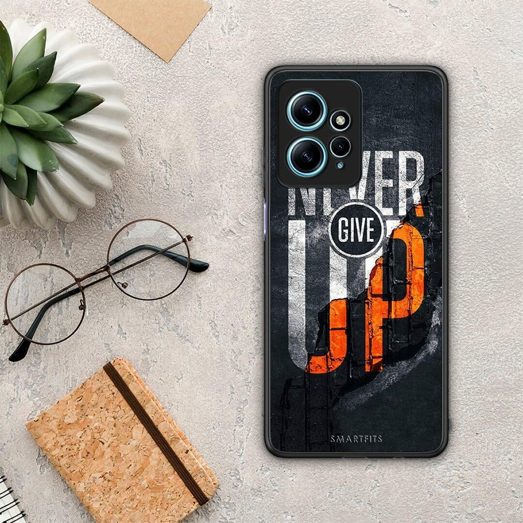 Θήκη Xiaomi Redmi Note 12 4G / Redmi K60 Pro Never Give Up από τη Smartfits με σχέδιο στο πίσω μέρος και μαύρο περίβλημα | Xiaomi Redmi Note 12 4G / Redmi K60 Pro Never Give Up Case with Colorful Back and Black Bezels