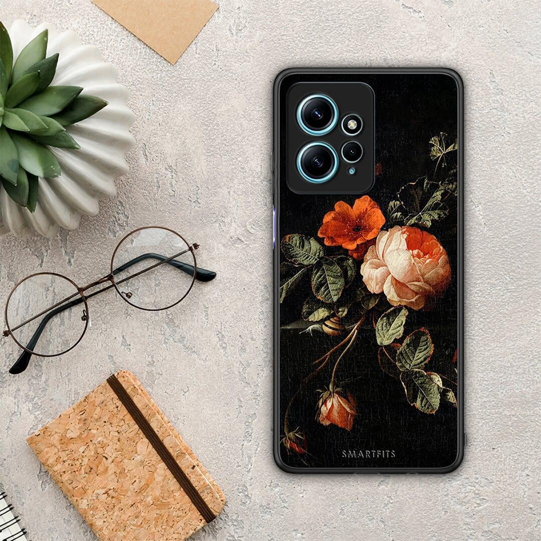 Θήκη Xiaomi Redmi Note 12 4G / Redmi K60 Pro Vintage Roses από τη Smartfits με σχέδιο στο πίσω μέρος και μαύρο περίβλημα | Xiaomi Redmi Note 12 4G / Redmi K60 Pro Vintage Roses Case with Colorful Back and Black Bezels