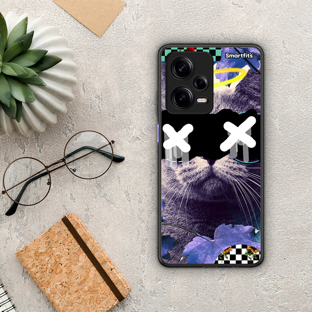 Θήκη Xiaomi Redmi Note 12 Pro 5G Cat Collage από τη Smartfits με σχέδιο στο πίσω μέρος και μαύρο περίβλημα | Xiaomi Redmi Note 12 Pro 5G Cat Collage Case with Colorful Back and Black Bezels