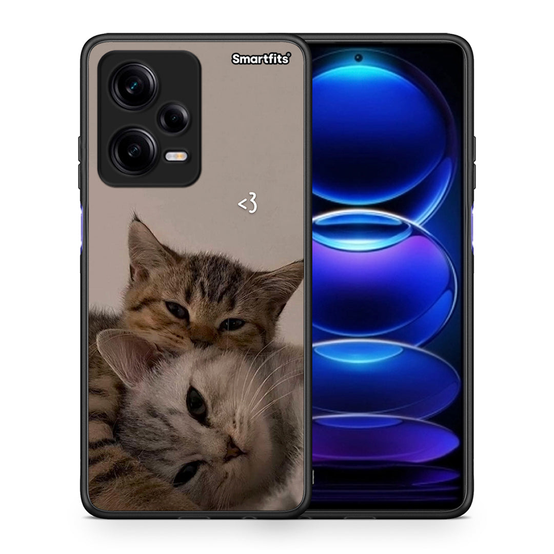 Θήκη Xiaomi Redmi Note 12 Pro 5G Cats In Love από τη Smartfits με σχέδιο στο πίσω μέρος και μαύρο περίβλημα | Xiaomi Redmi Note 12 Pro 5G Cats In Love Case with Colorful Back and Black Bezels