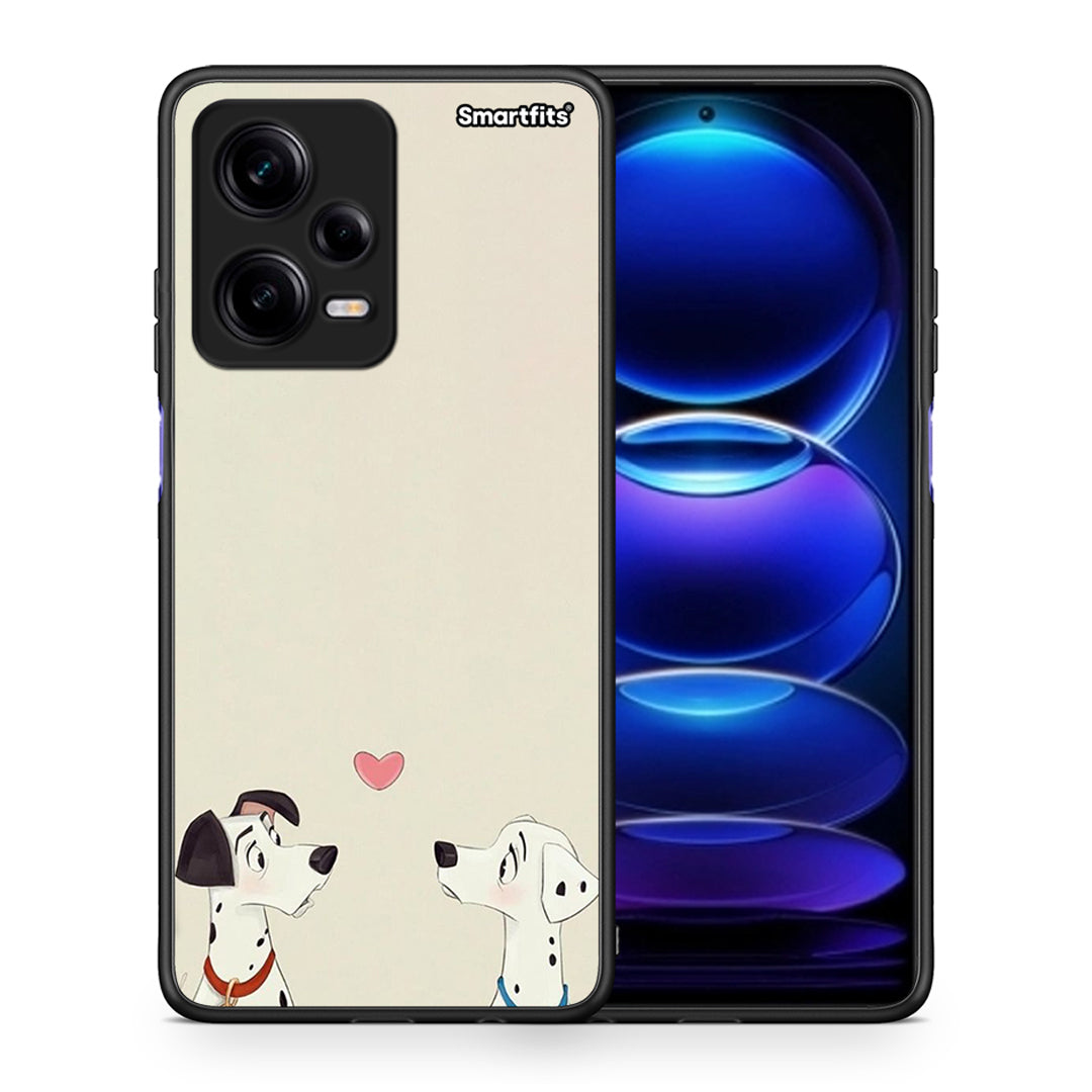 Θήκη Xiaomi Redmi Note 12 Pro 5G Dalmatians Love από τη Smartfits με σχέδιο στο πίσω μέρος και μαύρο περίβλημα | Xiaomi Redmi Note 12 Pro 5G Dalmatians Love Case with Colorful Back and Black Bezels