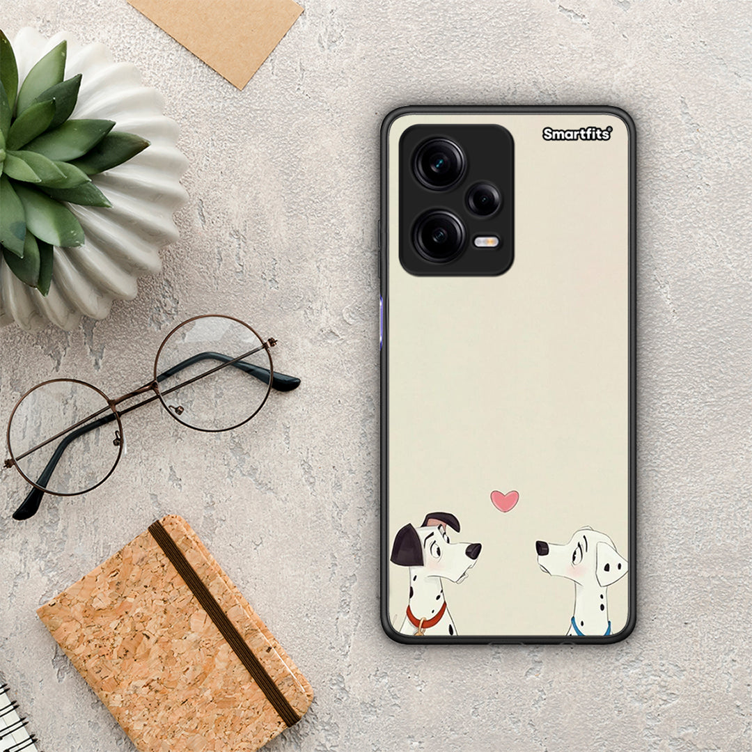 Θήκη Xiaomi Redmi Note 12 Pro 5G Dalmatians Love από τη Smartfits με σχέδιο στο πίσω μέρος και μαύρο περίβλημα | Xiaomi Redmi Note 12 Pro 5G Dalmatians Love Case with Colorful Back and Black Bezels