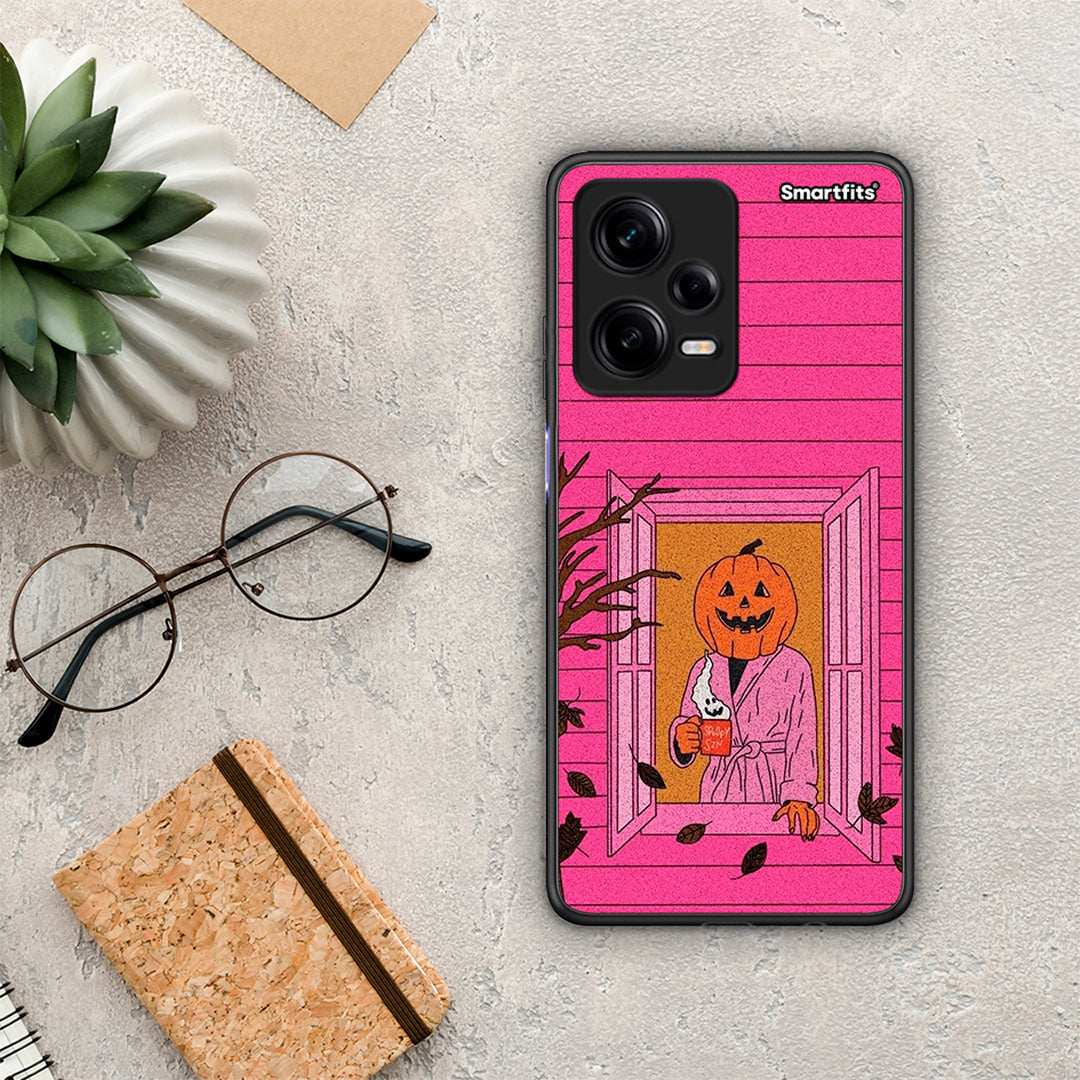 Θήκη Xiaomi Redmi Note 12 Pro 5G Halloween Pumpkin Lady από τη Smartfits με σχέδιο στο πίσω μέρος και μαύρο περίβλημα | Xiaomi Redmi Note 12 Pro 5G Halloween Pumpkin Lady Case with Colorful Back and Black Bezels