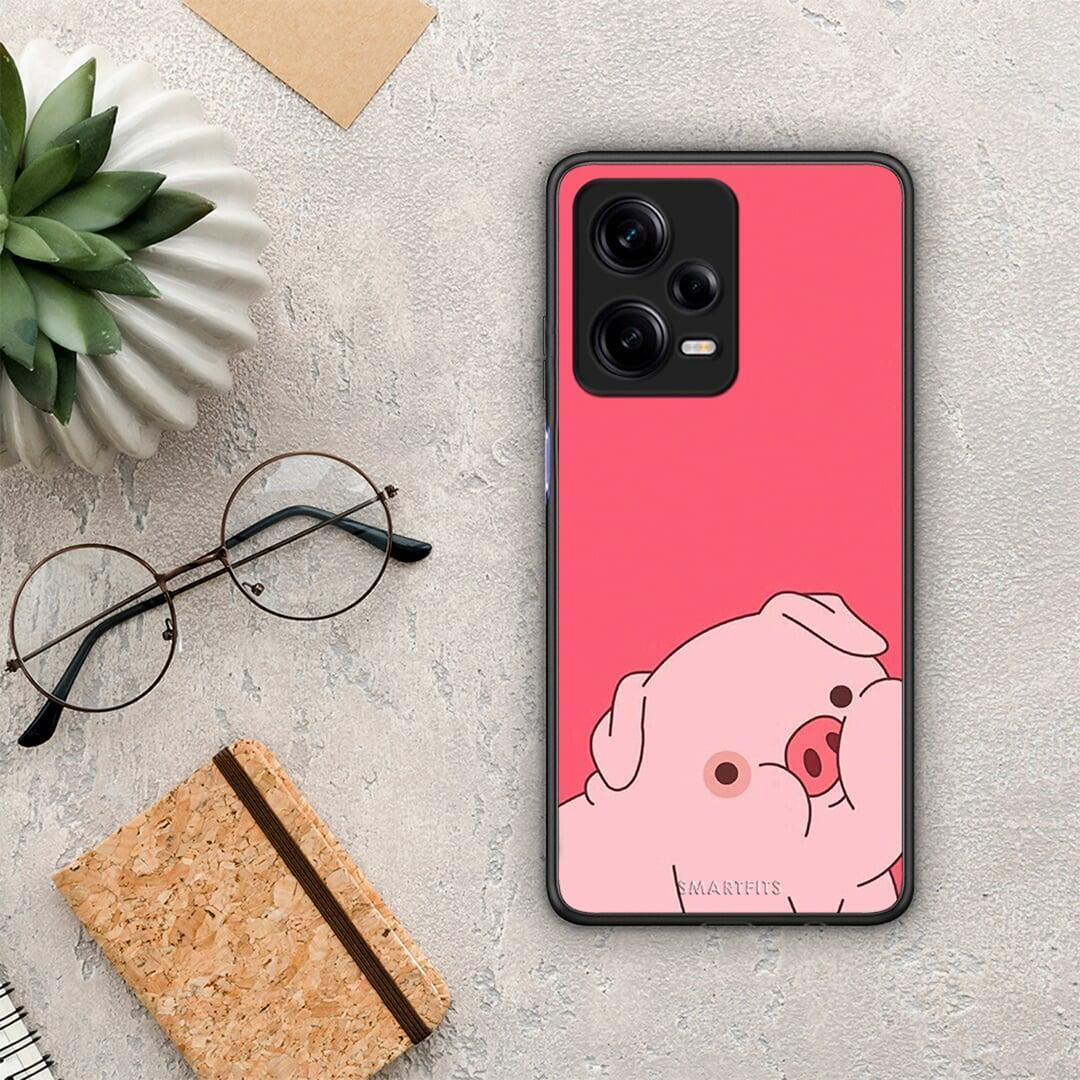 Θήκη Xiaomi Redmi Note 12 Pro 5G Pig Love 1 από τη Smartfits με σχέδιο στο πίσω μέρος και μαύρο περίβλημα | Xiaomi Redmi Note 12 Pro 5G Pig Love 1 Case with Colorful Back and Black Bezels