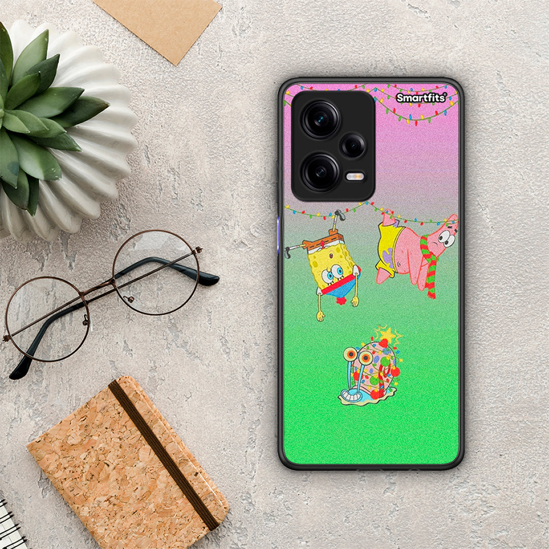 Θήκη Xiaomi Redmi Note 12 Pro 5G Xmas Lights από τη Smartfits με σχέδιο στο πίσω μέρος και μαύρο περίβλημα | Xiaomi Redmi Note 12 Pro 5G Xmas Lights Case with Colorful Back and Black Bezels