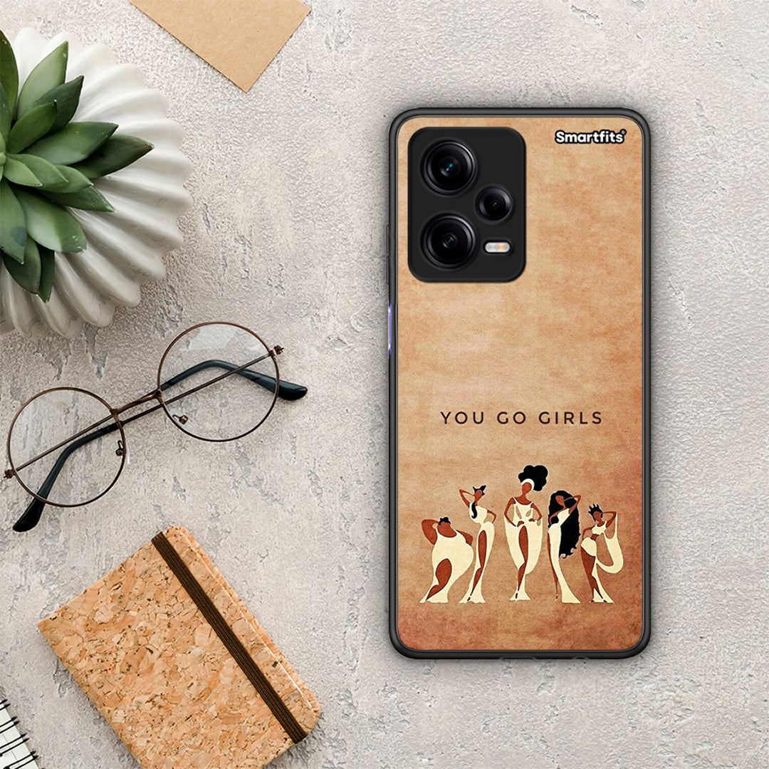 Θήκη Xiaomi Redmi Note 12 Pro 5G You Go Girl από τη Smartfits με σχέδιο στο πίσω μέρος και μαύρο περίβλημα | Xiaomi Redmi Note 12 Pro 5G You Go Girl Case with Colorful Back and Black Bezels