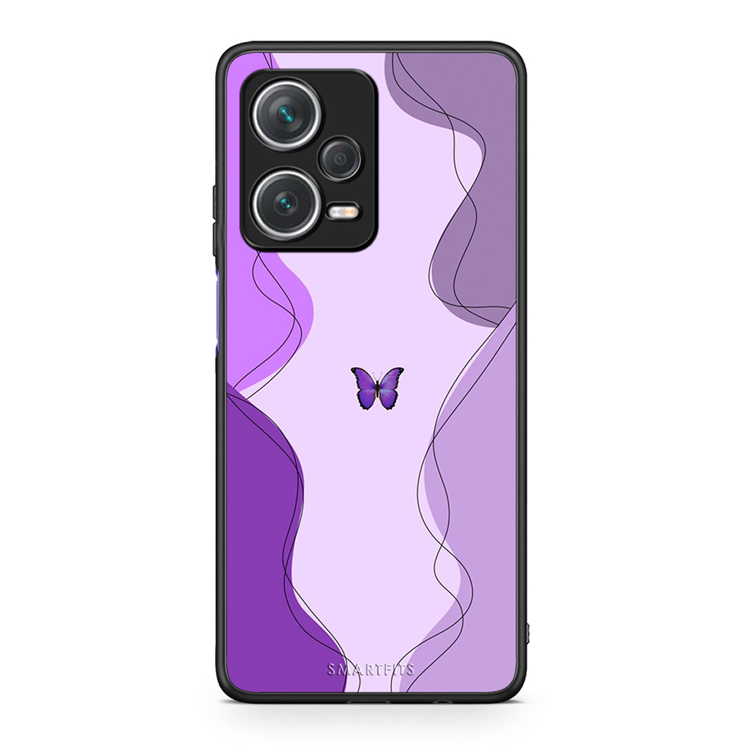 Xiaomi Redmi Note 12 Pro+ / 12 Pro Discovery Purple Mariposa Θήκη Αγίου Βαλεντίνου από τη Smartfits με σχέδιο στο πίσω μέρος και μαύρο περίβλημα | Smartphone case with colorful back and black bezels by Smartfits