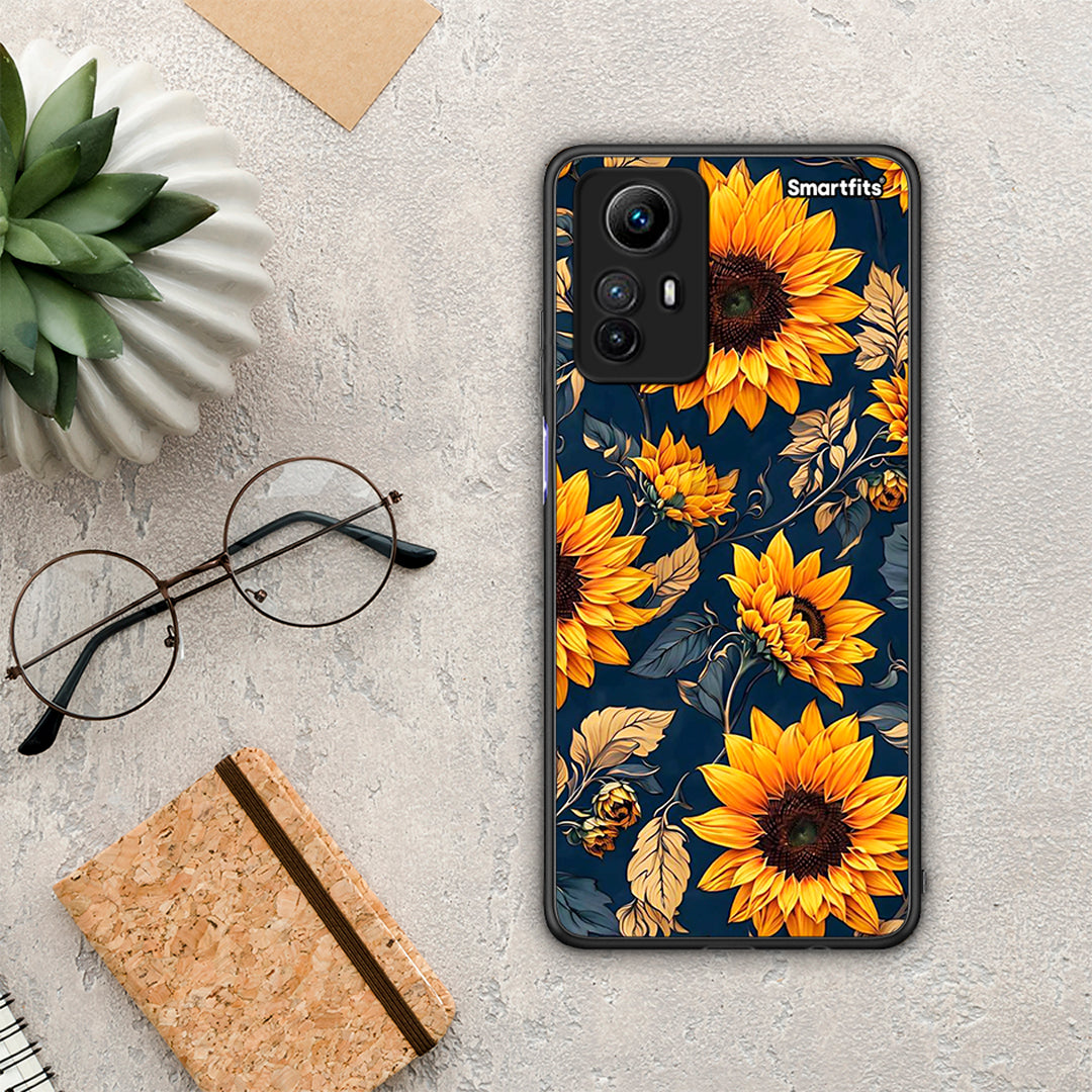 Θήκη Xiaomi Redmi Note 12S Autumn Sunflowers από τη Smartfits με σχέδιο στο πίσω μέρος και μαύρο περίβλημα | Xiaomi Redmi Note 12S Autumn Sunflowers Case with Colorful Back and Black Bezels