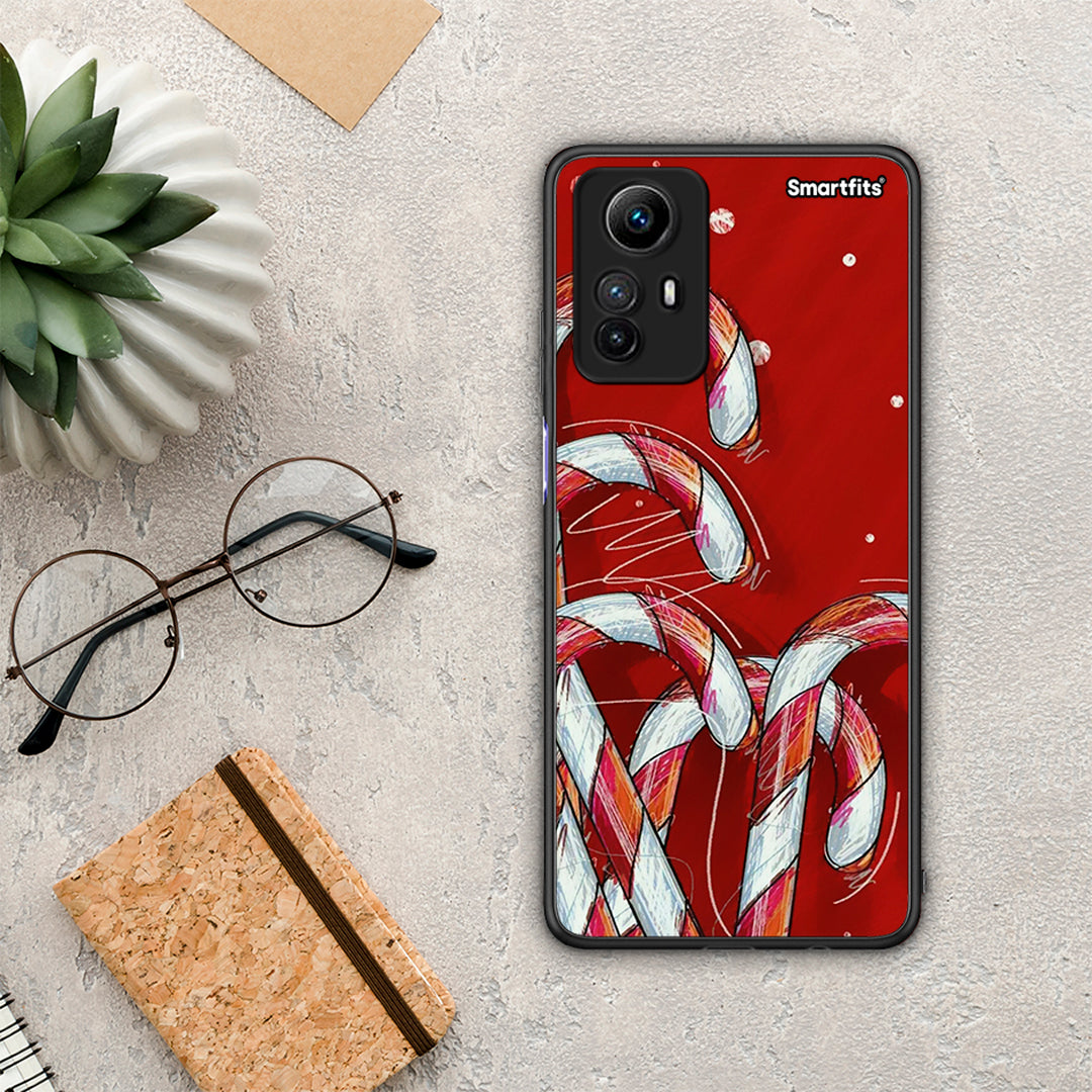 Θήκη Xiaomi Redmi Note 12S / Redmi K60 Pro Candy Cane από τη Smartfits με σχέδιο στο πίσω μέρος και μαύρο περίβλημα | Xiaomi Redmi Note 12S / Redmi K60 Pro Candy Cane Case with Colorful Back and Black Bezels